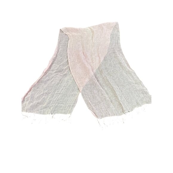 Light Pink & Gray Two-Tone Lightweight Fringed Scarf Wrap - Picture 1 of 4